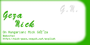 geza mick business card